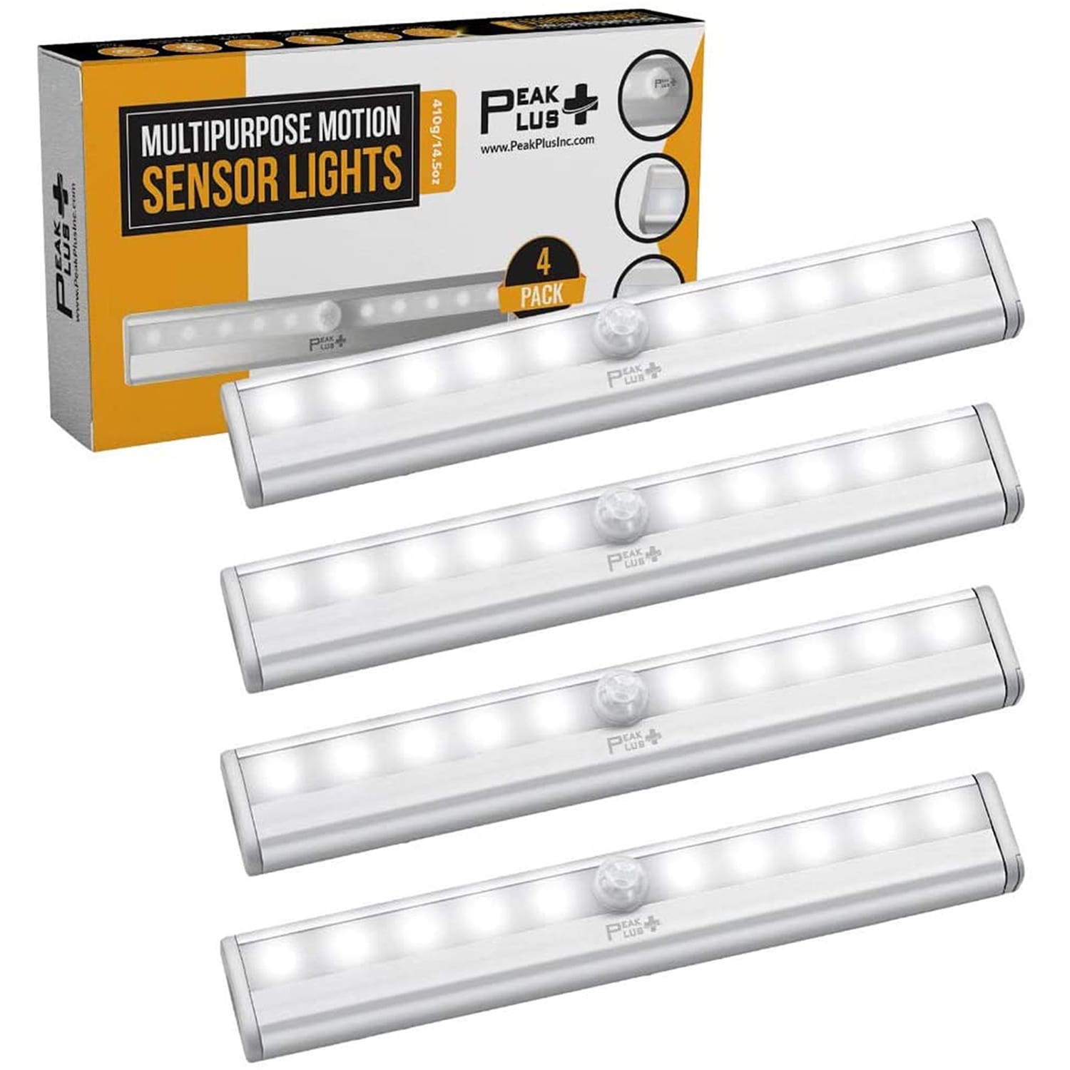 Battery Motion Lights 4 Pack PEAKPLUS FLASHLIGHTS INDOOR MOTION LIGHTS SOLAR LIGHTS NIGHT LIGHTS HEADLAMPS